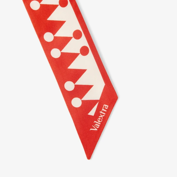 Valextra Silk Band Geometric in Crimson Red and Pergamena White | Scarves | Luxury Shoes 