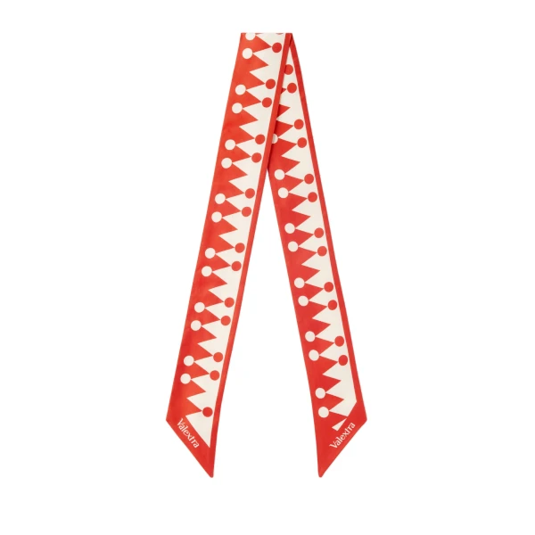 Silk Band Geometric in Crimson Red and Pergamena White