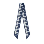 Valextra Silk Band Geometric in Sapphire Blue and Pergamena White | Scarves | Luxury Shoes 