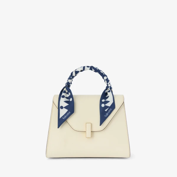 Valextra Silk Band Geometric in Sapphire Blue and Pergamena White | Scarves | Luxury Shoes 