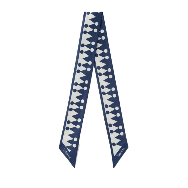 Silk Band Geometric in Sapphire Blue and Pergamena White