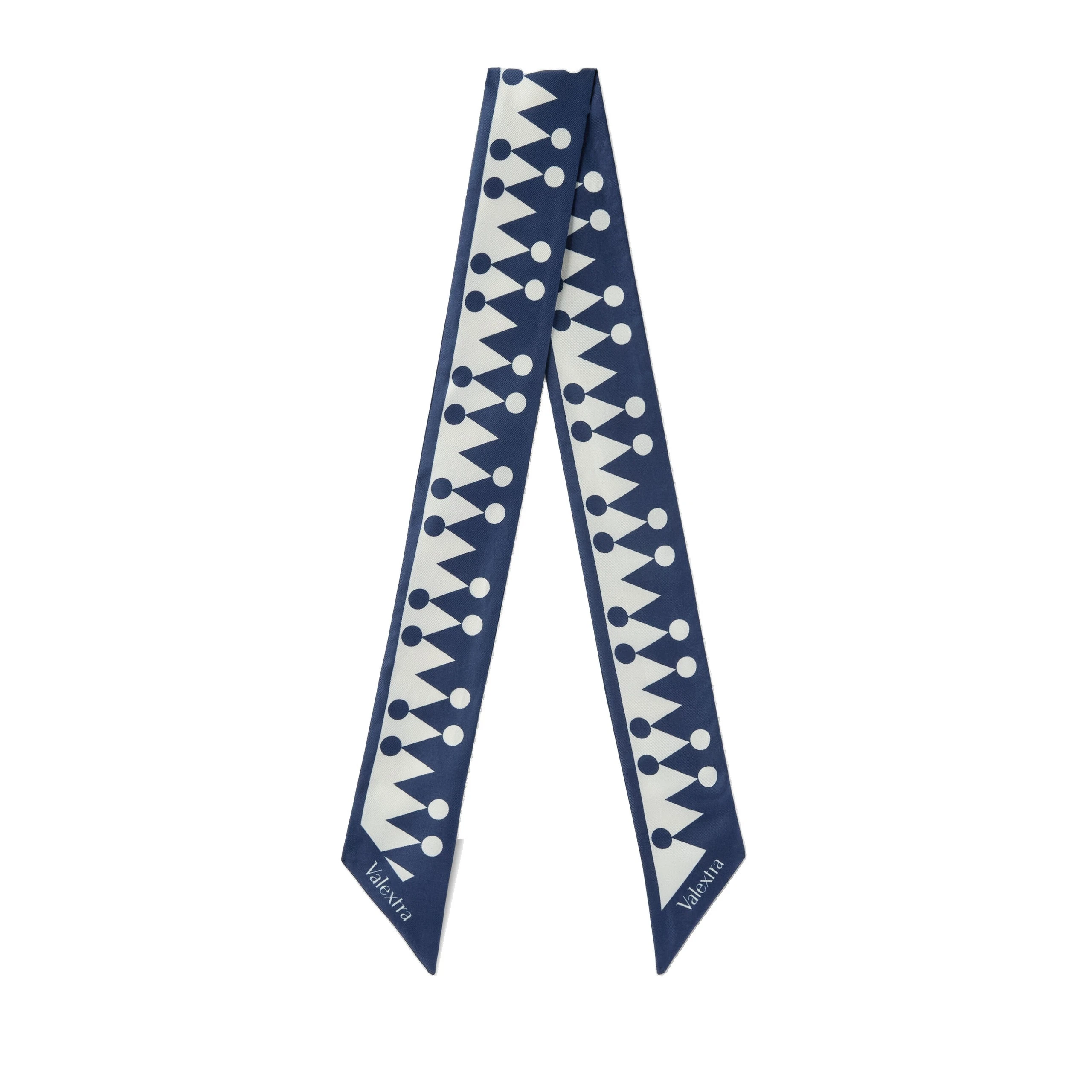 Valextra Silk Band Geometric in Sapphire Blue and Pergamena White Valextra Silk Band Geometric in Sapphire Blue and Pergamena White | Scarves | Luxury Shoes
