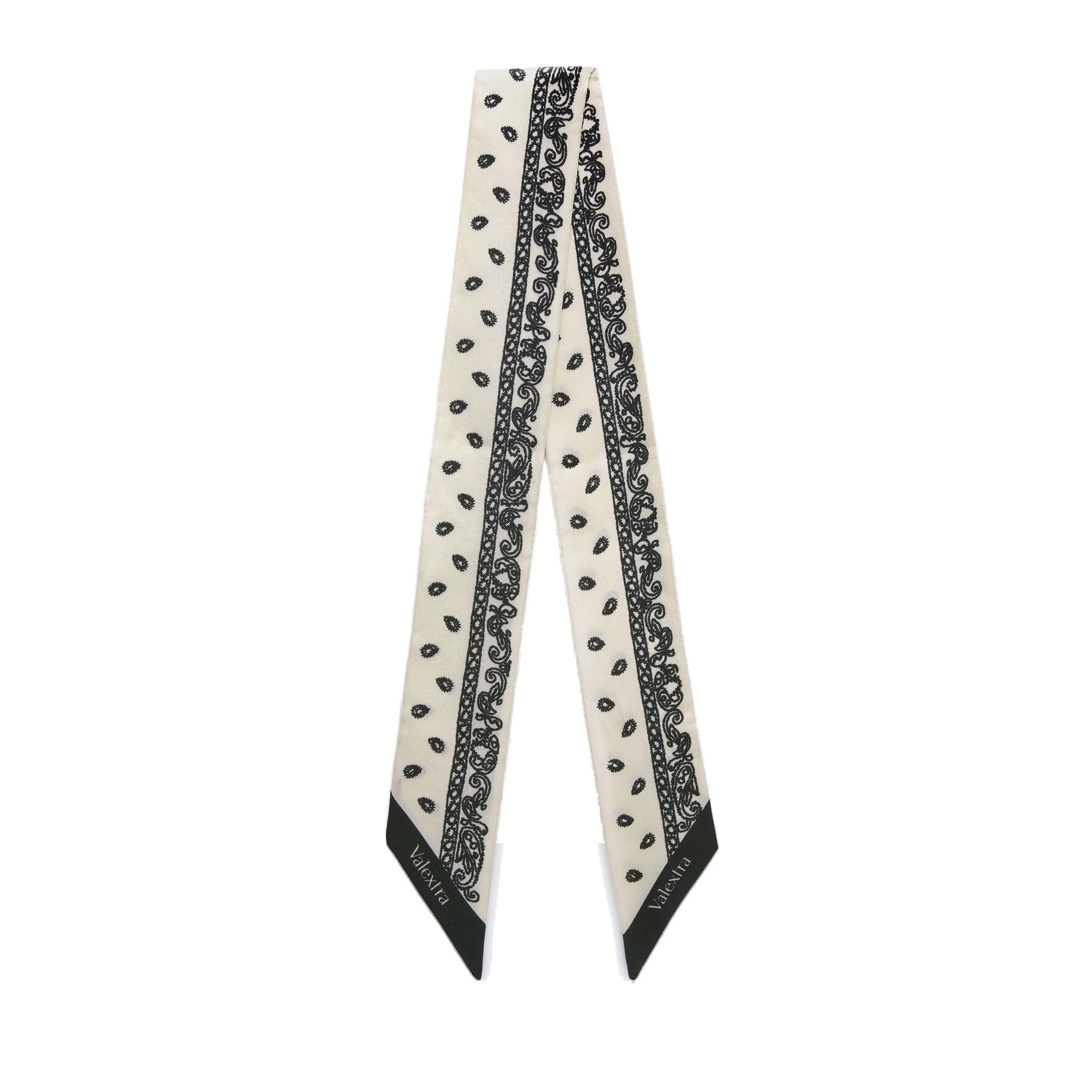 Valextra Silk Band Paisley in Pergamena White and Black Valextra Silk Band Paisley in Pergamena White and Black | Scarves | Luxury Shoes