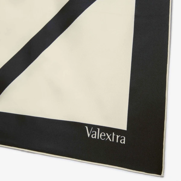 Valextra Silk Scarf in Pergamena White and Black | Scarves | Luxury Shoes 