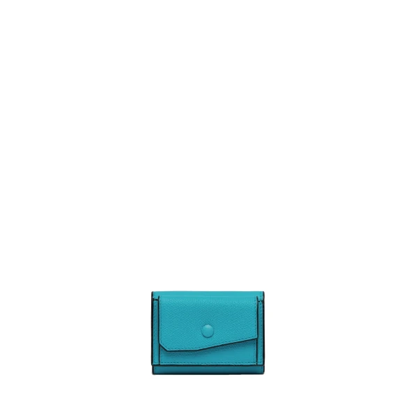 Valextra Small Wallet with Coin Holder in Aquamarine Blue | Wallets & Purses | Luxury Shoes 