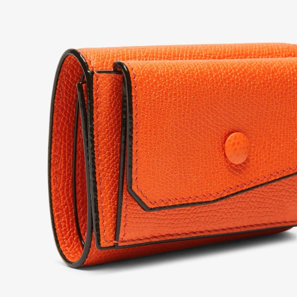 Valextra Small Wallet with Coin Holder in Lobster Red | Wallets & Purses | Luxury Shoes 