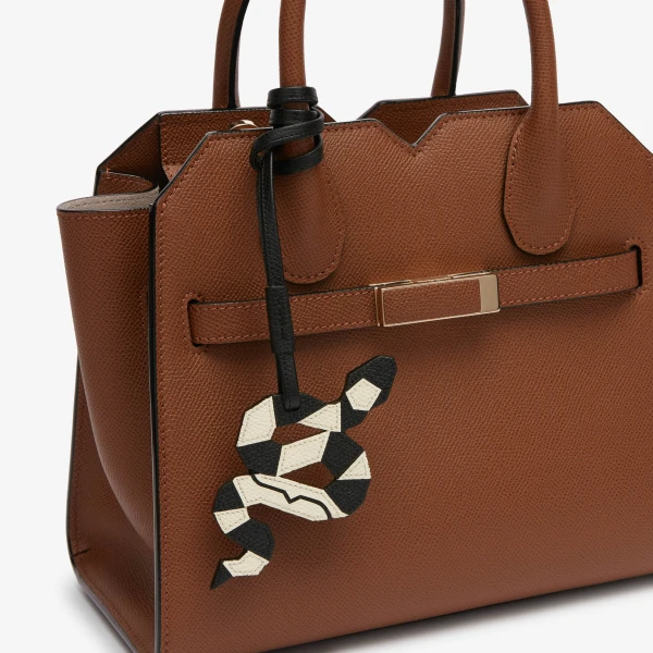 Valextra Snake Charm in Pergamena White and Black | Bag charms | Luxury Shoes 