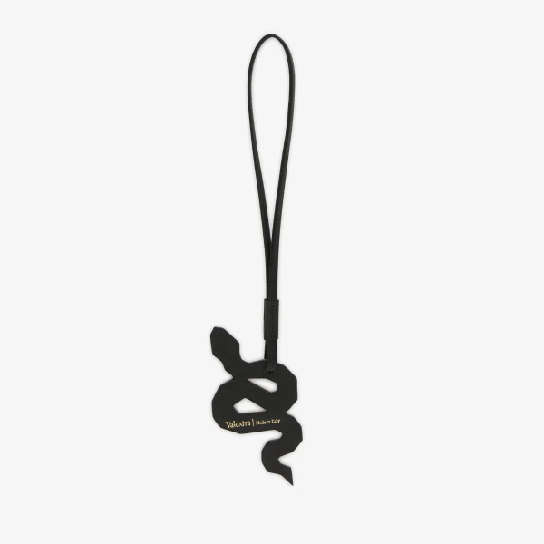 Valextra Snake Charm in Pergamena White and Black | Bag charms | Luxury Shoes 
