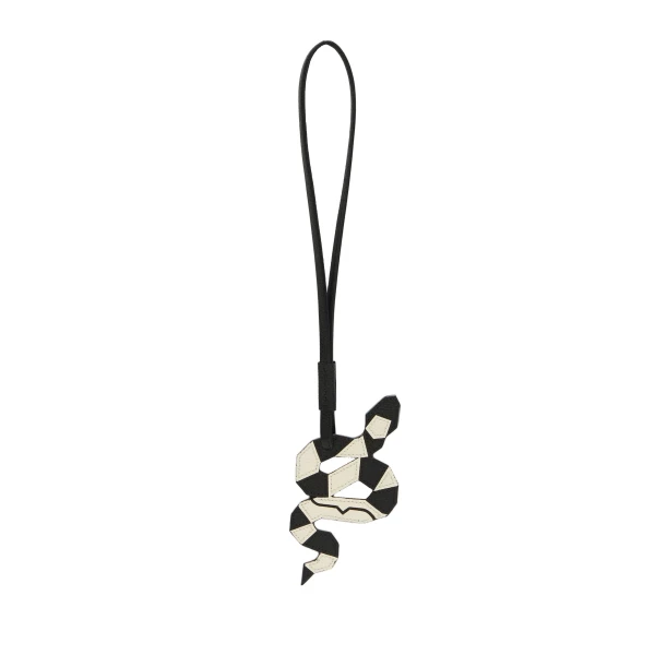 Valextra Snake Charm in Pergamena White and Black | Bag charms | Luxury Shoes 