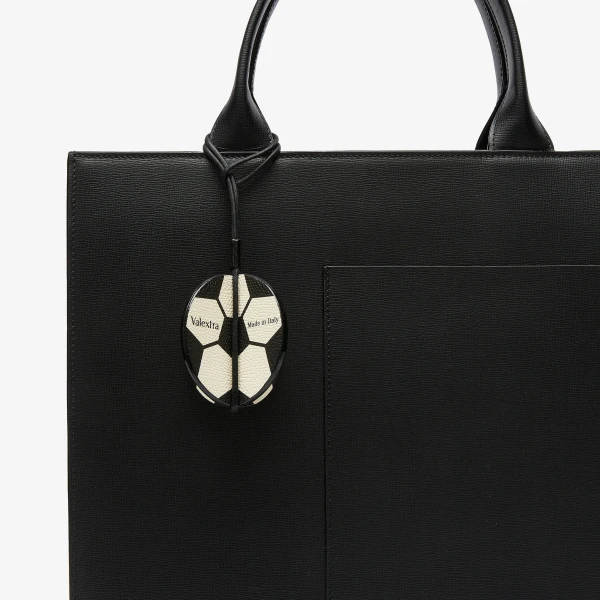 Valextra Soccer Ball Charm in Pergamena White and Black | Bag charms | Luxury Shoes 