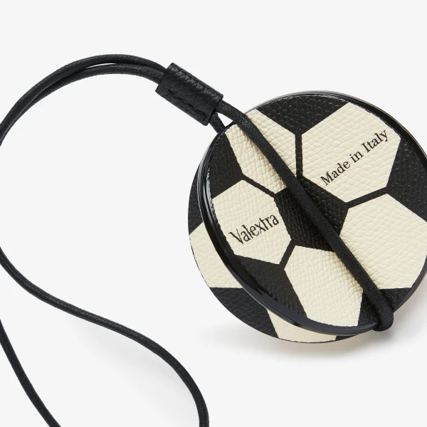 Valextra Soccer Ball Charm in Pergamena White and Black | Bag charms | Luxury Shoes 