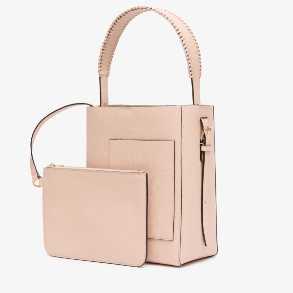Valextra Soft Braided Bucket Mini Bag in Bonne Mine Pink | Bucket Bags | Luxury Shoes 
