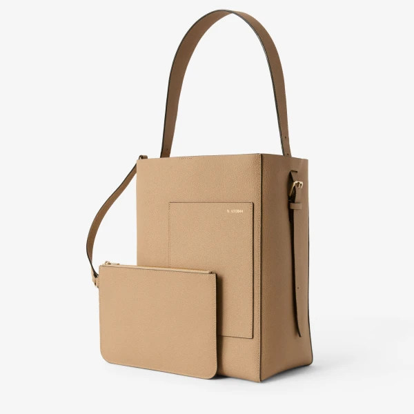Valextra Soft Bucket Medium Bag in Cashmere Beige | Bucket Bags | Luxury Shoes 