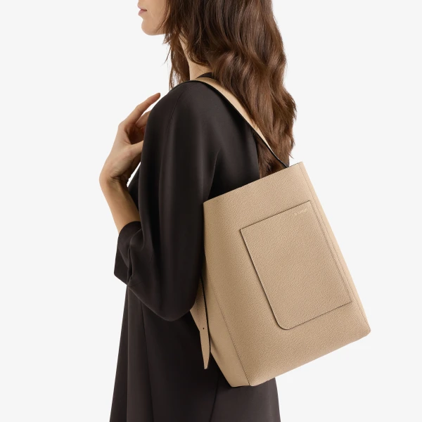 Valextra Soft Bucket Medium Bag in Cashmere Beige | Bucket Bags | Luxury Shoes 