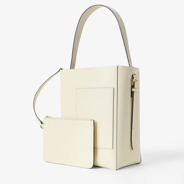 Valextra Soft Bucket Medium Bag in Pergamena White | Bucket Bags | Luxury Shoes 