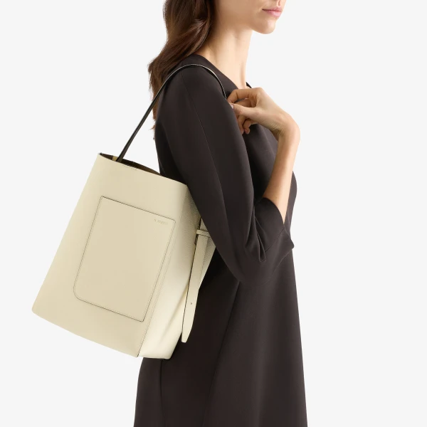 Valextra Soft Bucket Medium Bag in Pergamena White | Bucket Bags | Luxury Shoes 