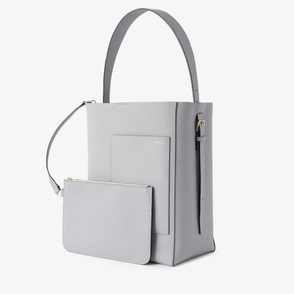 Valextra Soft Bucket Medium Bag in Stone Grey | Bucket Bags | Luxury Shoes 