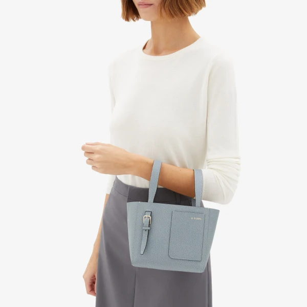Valextra Soft Bucket Micro Bag in Niagara Blue | Bucket Bags | Luxury Shoes 