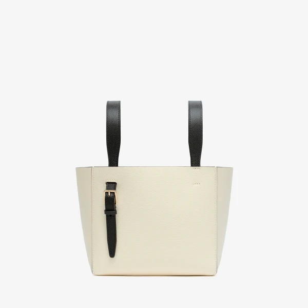 Valextra Soft Bucket Micro Bag in Pergamena White and Black | Bucket Bags | Luxury Shoes 