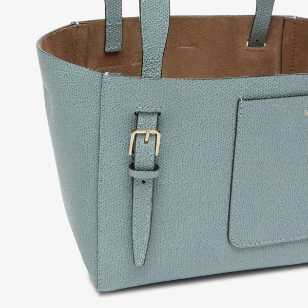 Valextra Soft Bucket Micro Bag in Smokey Blue | Bucket Bags | Luxury Shoes 