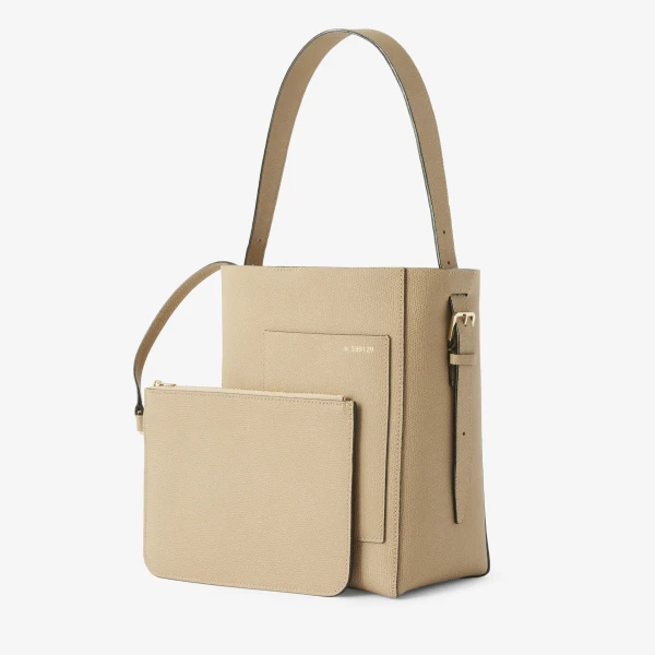Valextra Soft Bucket Mini Bag in Cashmere Beige | Bucket Bags | Luxury Shoes 