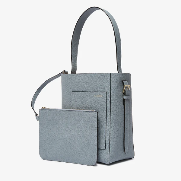 Valextra Soft Bucket Mini Bag in Niagara Blue | Bucket Bags | Luxury Shoes 