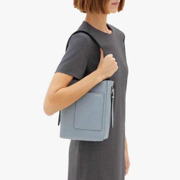 Valextra Soft Bucket Mini Bag in Niagara Blue | Bucket Bags | Luxury Shoes 