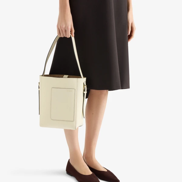 Valextra Soft Bucket Mini Bag in Pergamena White | Bucket Bags | Luxury Shoes 