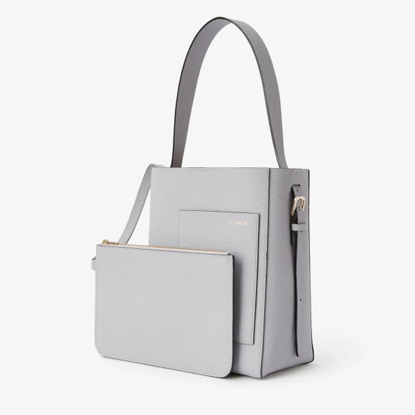 Valextra Soft Bucket Mini Bag in Stone Grey | Bucket Bags | Luxury Shoes 