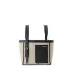 Valextra Soft Canvas Bucket Micro Bag in Sand Brown and Black | Bucket Bags | Luxury Shoes 