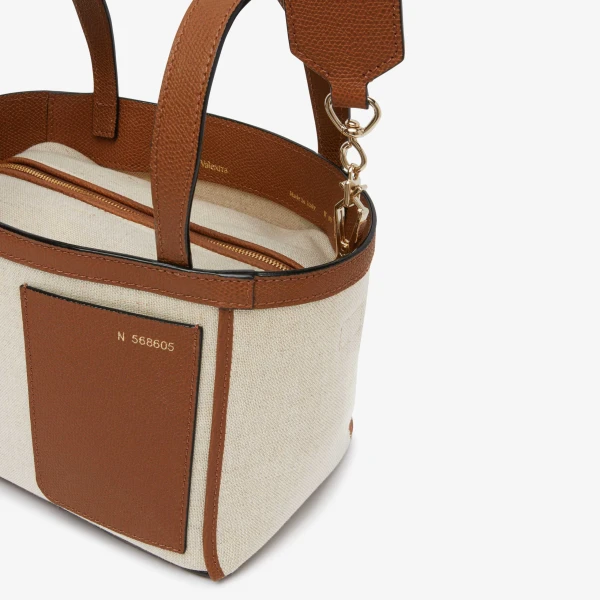 Valextra Soft Canvas Bucket Micro Bag in Sand, Chocolate Brown, Camel Brown and Cashmere Beige | Bucket Bags | Luxury Shoes 