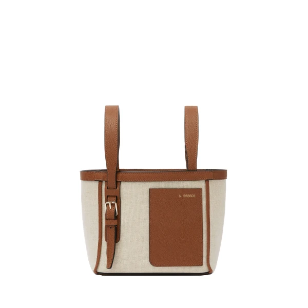 Valextra Soft Canvas Bucket Micro Bag in Sand, Chocolate Brown, Camel Brown and Cashmere Beige | Bucket Bags | Luxury Shoes 