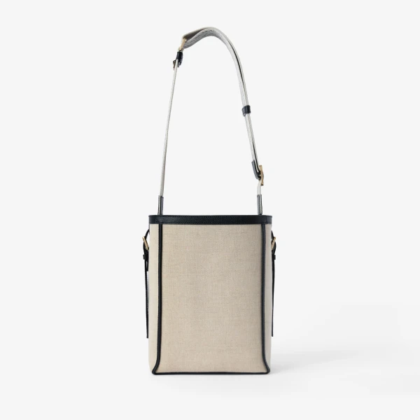 Valextra Soft Canvas Bucket Mini Bag in Sand Brown and Black | Bucket Bags | Luxury Shoes 