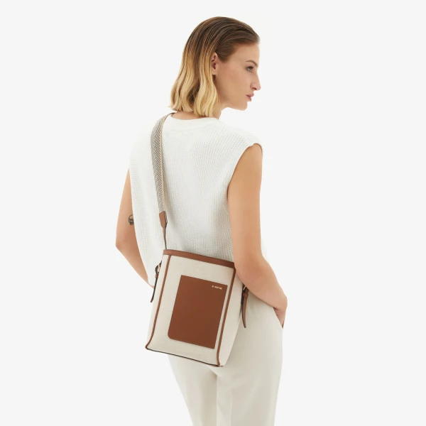 Valextra Soft Canvas Bucket Mini Bag in Sand, Chocolate Brown, Camel Brown and Cashmere Beige | Bucket Bags | Luxury Shoes 
