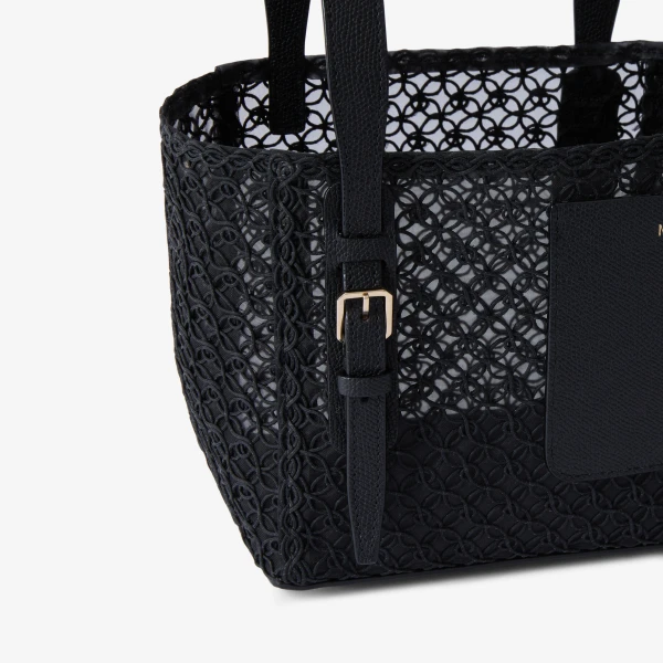 Valextra Soft Merletto Bucket Micro Bag in Black | Bucket Bags | Luxury Shoes 