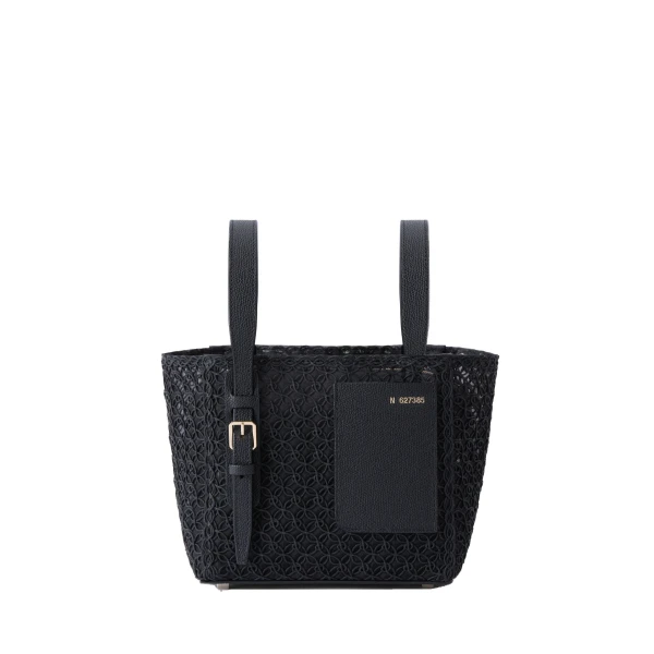 Valextra Soft Merletto Bucket Micro Bag in Black | Bucket Bags | Luxury Shoes 