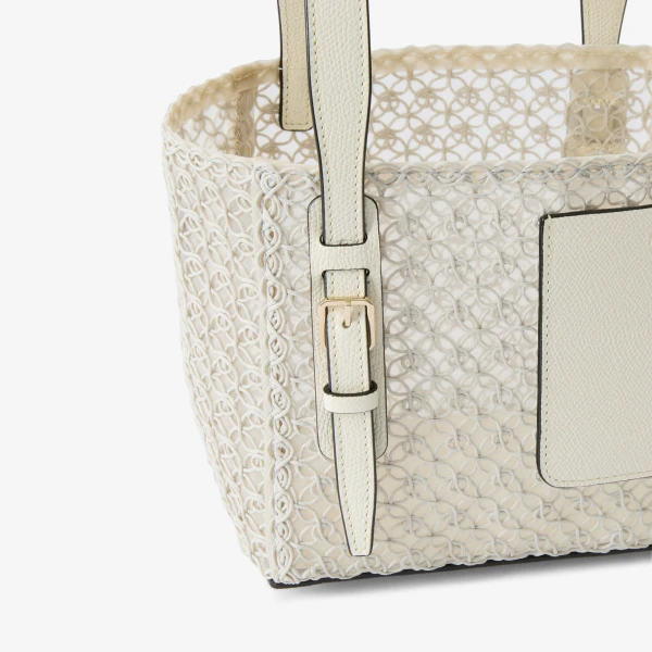 Valextra Soft Merletto Bucket Micro Bag in Pergamena White | Bucket Bags | Luxury Shoes 
