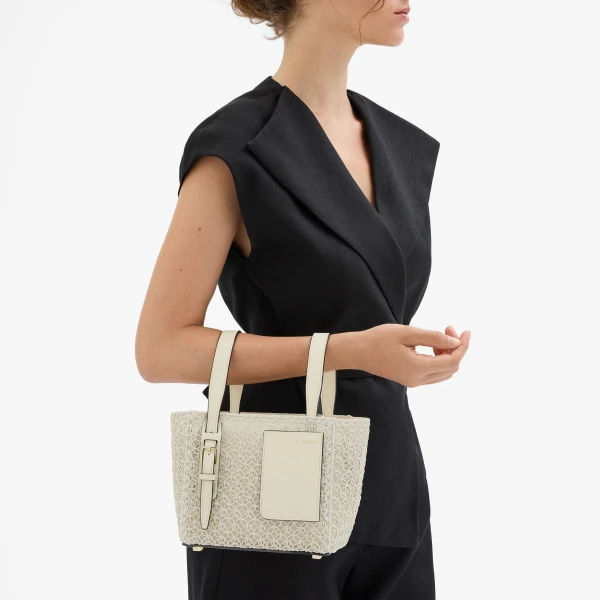 Valextra Soft Merletto Bucket Micro Bag in Pergamena White | Bucket Bags | Luxury Shoes 