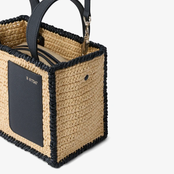 Valextra Soft Raffia Bucket Micro Bag in Beige and Black | Bucket Bags | Luxury Shoes 