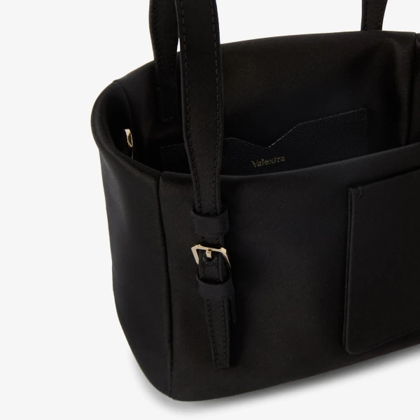 Valextra Soft Satin Bucket Nano Bag in Black | Bucket Bags | Luxury Shoes 