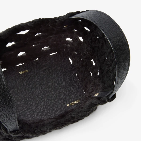Valextra Soft Sportami Via Bucket Micro Bag in Black | Bucket Bags | Luxury Shoes 