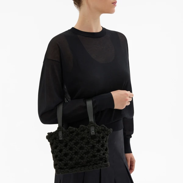 Valextra Soft Sportami Via Bucket Micro Bag in Black | Bucket Bags | Luxury Shoes 