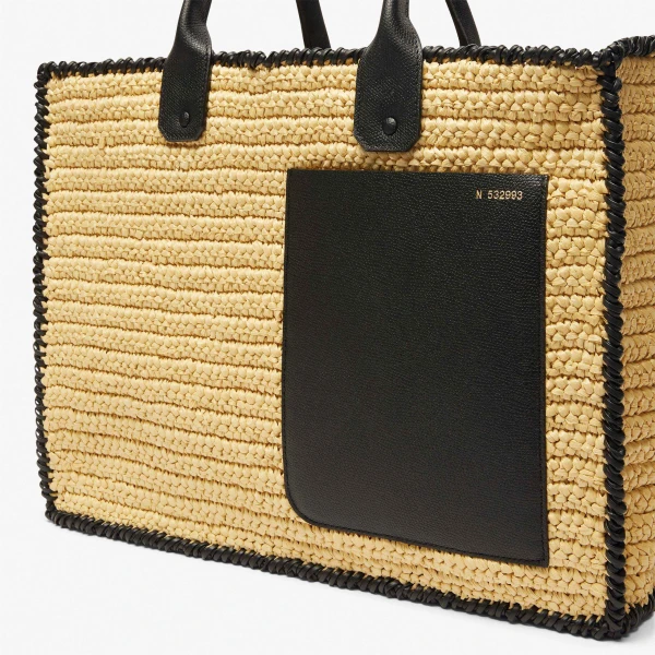 Valextra Soft Tote Raffia Crochet Large Bag in Beige and Black | Totes & Top-Handle Bags | Luxury Shoes 