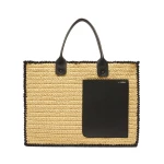 Valextra Soft Tote Raffia Crochet Large Bag in Beige and Black | Totes & Top-Handle Bags | Luxury Shoes 
