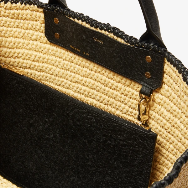 Valextra Soft Tote Raffia Crochet Large Bag in Beige and Black | Totes & Top-Handle Bags | Luxury Shoes 