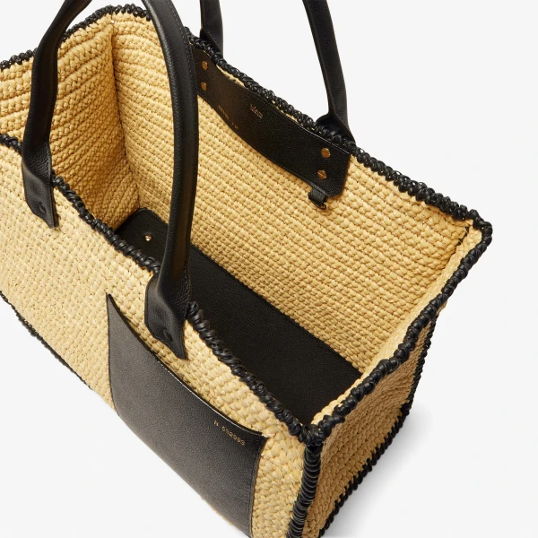 Valextra Soft Tote Raffia Crochet Large Bag in Beige and Black | Totes & Top-Handle Bags | Luxury Shoes 
