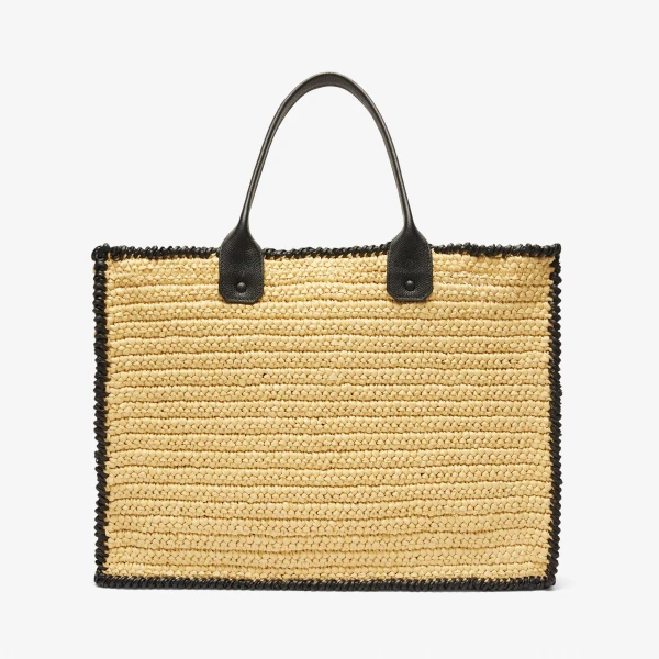 Valextra Soft Tote Raffia Crochet Large Bag in Beige and Black | Totes & Top-Handle Bags | Luxury Shoes 