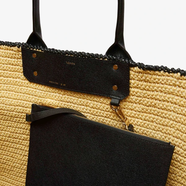 Valextra Soft Tote Raffia Crochet Maxi Bag in Beige and Black | Totes & Top-Handle Bags | Luxury Shoes 