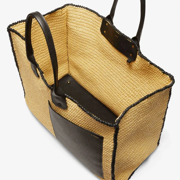 Valextra Soft Tote Raffia Crochet Maxi Bag in Beige and Black | Totes & Top-Handle Bags | Luxury Shoes 