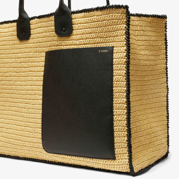 Valextra Soft Tote Raffia Crochet Maxi Bag in Beige and Black | Totes & Top-Handle Bags | Luxury Shoes 